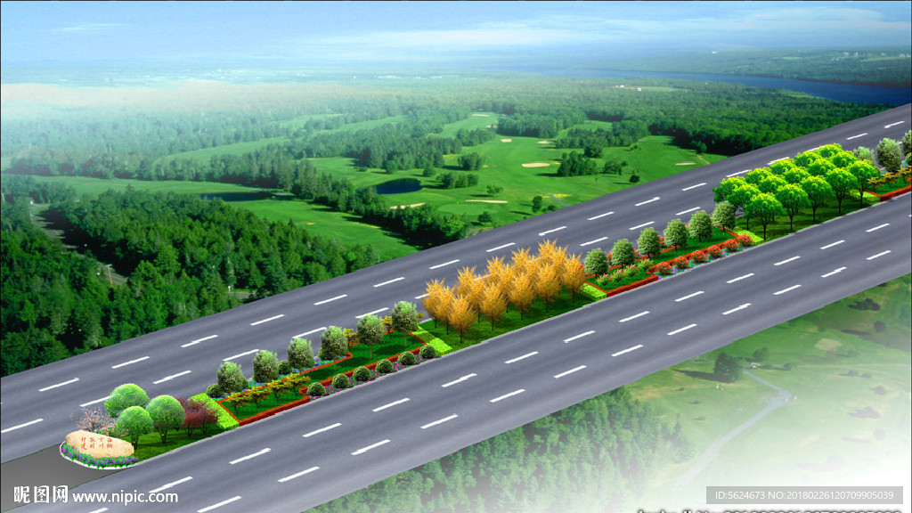 道路绿化效果图