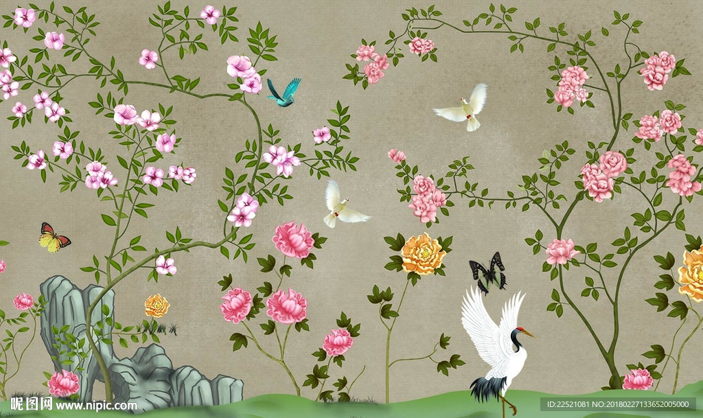 百鸟图 手绘花鸟 花开富贵