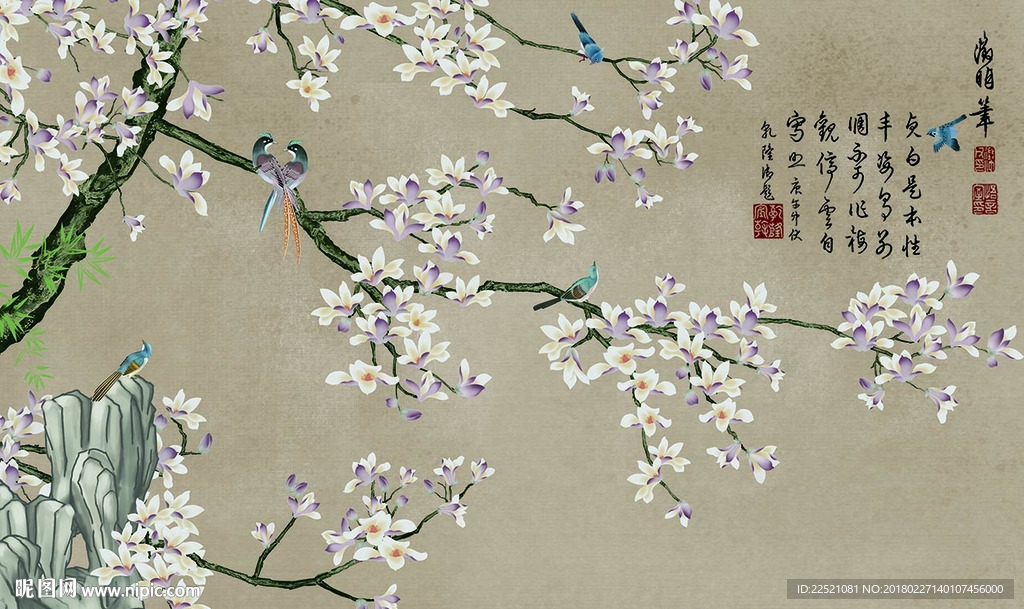 百鸟图 手绘花鸟 花开富贵