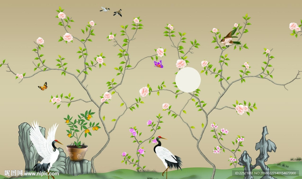 百鸟图 手绘花鸟 花开富贵