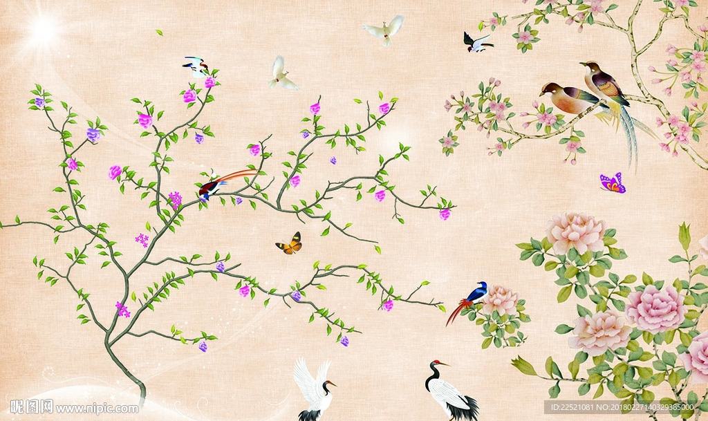 百鸟图 手绘花鸟 花开富贵