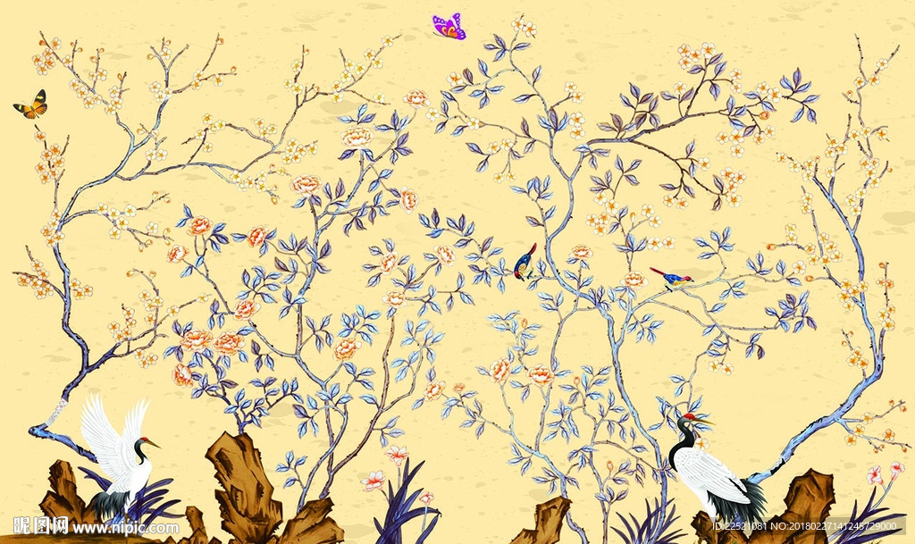 百鸟图 手绘花鸟 花开富贵