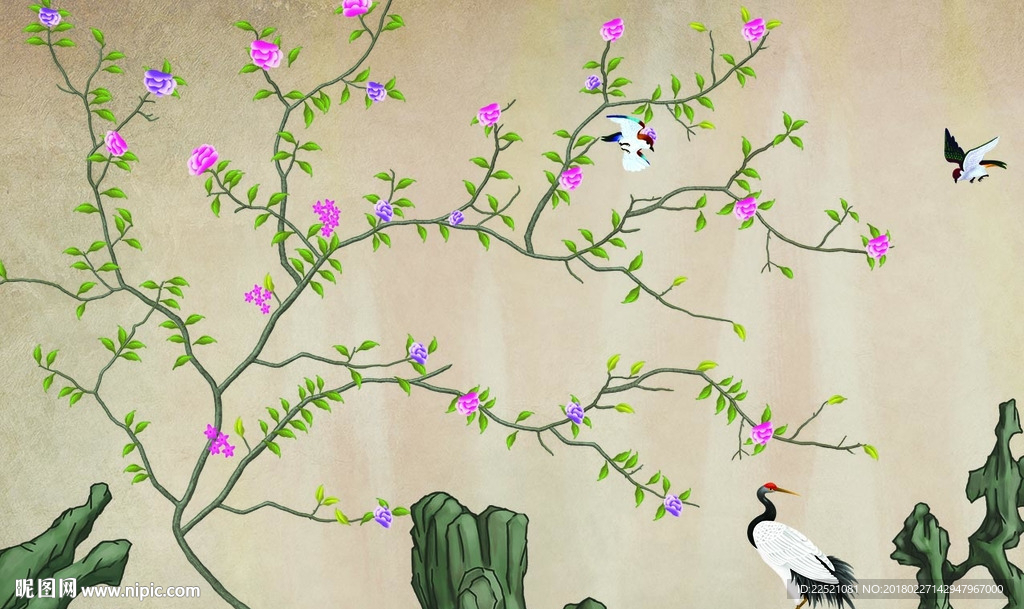 百鸟图 手绘花鸟 花开富贵