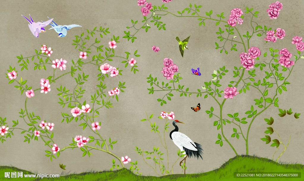 百鸟图 手绘花鸟 花开富贵