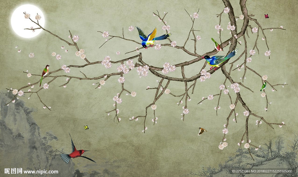百鸟图 手绘花鸟 花开富贵