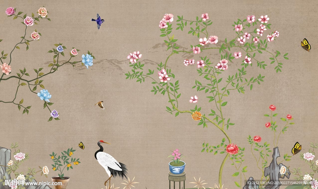 百鸟图 手绘花鸟 花开富贵