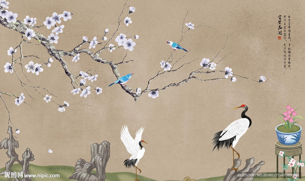 百鸟图 手绘花鸟 花开富贵