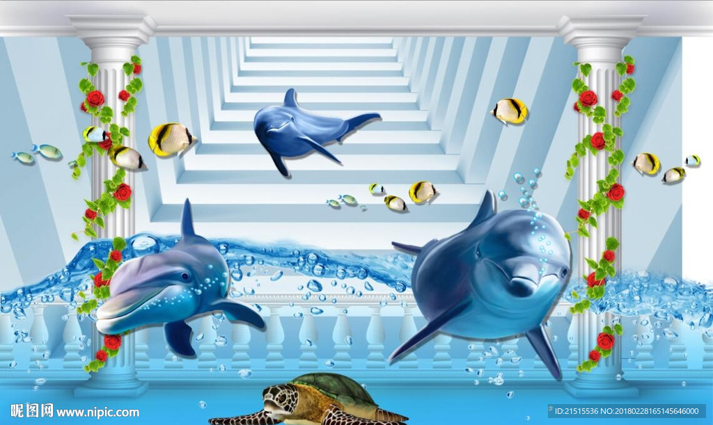 3D空间海豚图
