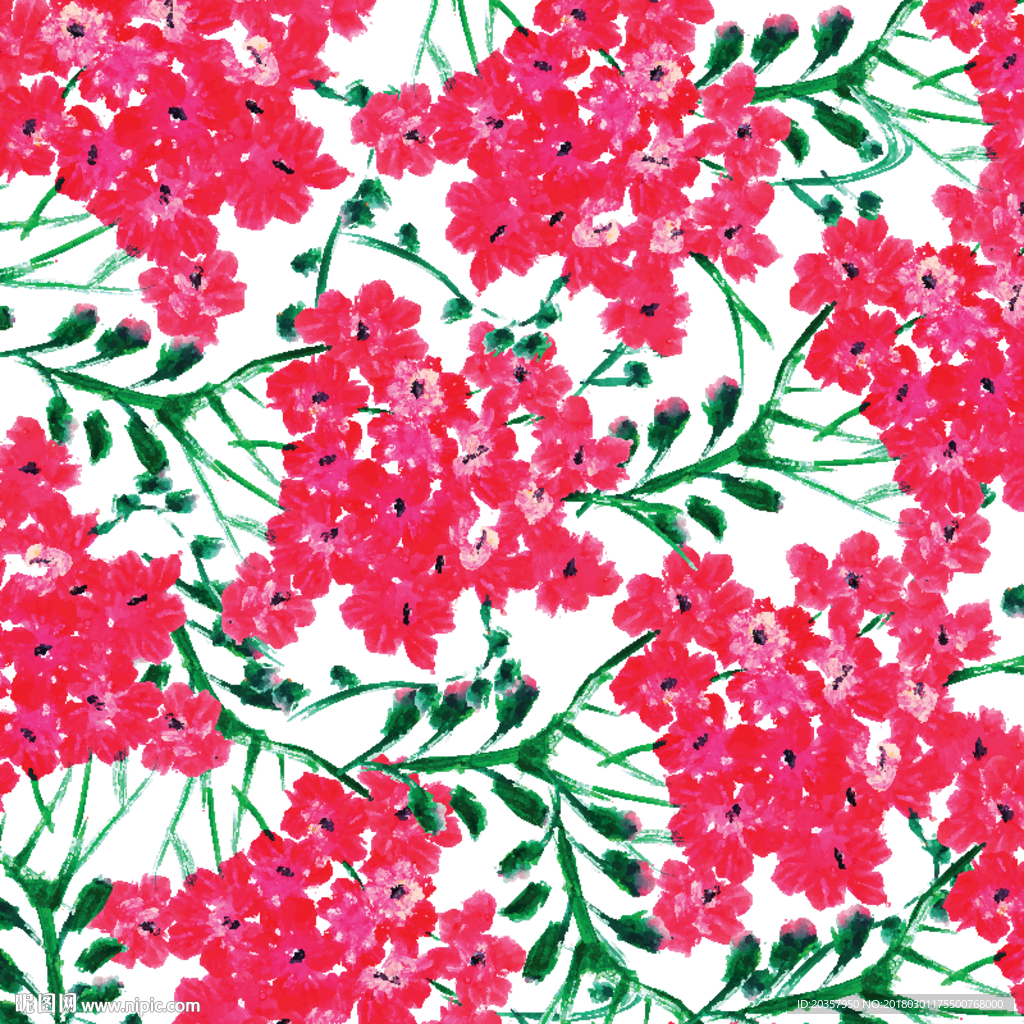 红色花卉 植物花朵  植物图案