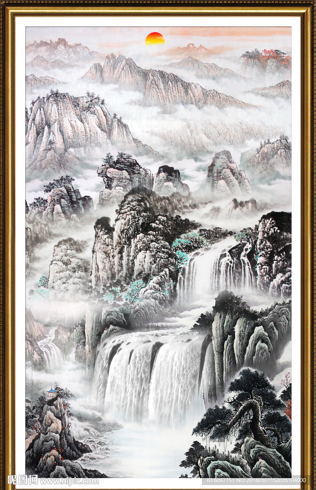 竖幅山水画