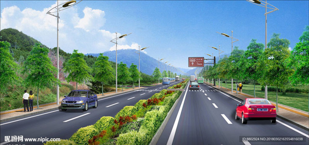 道路景观绿化设计效果图