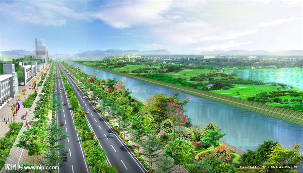 道路景观绿化设计效果图