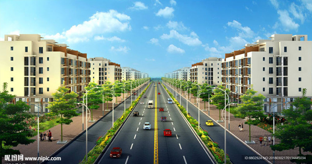 道路 景观 绿化 设计 效果图