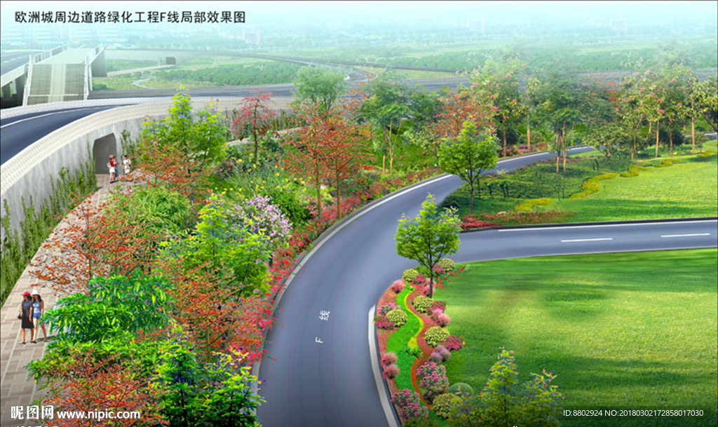 道路景观绿化设计效果图