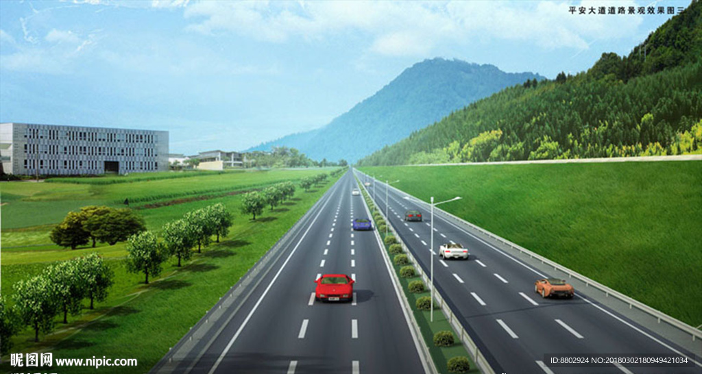 道路景观绿化设计效果图