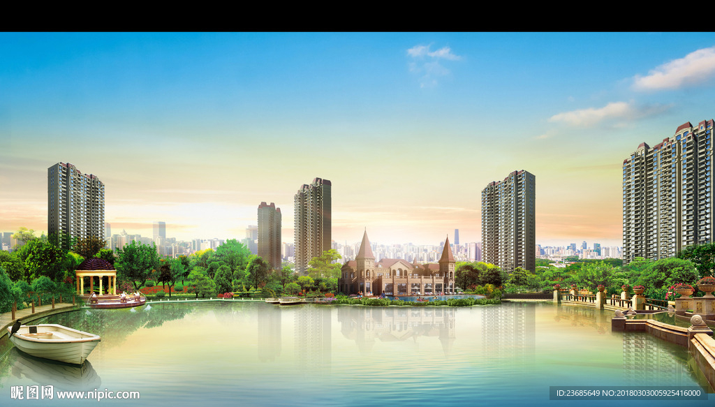 高层湖景