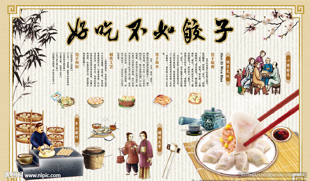 饺子美食背景墙