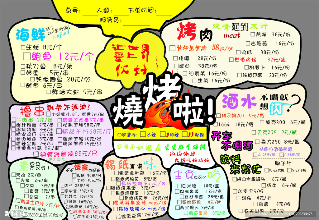 烧烤菜单