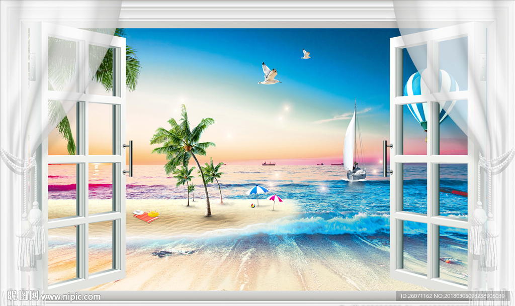 3D海景背景墙
