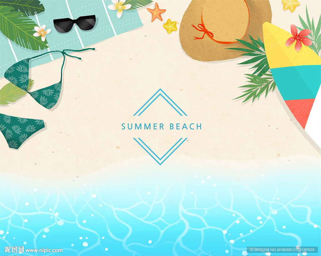 热带旅游度假夏日海滩背景