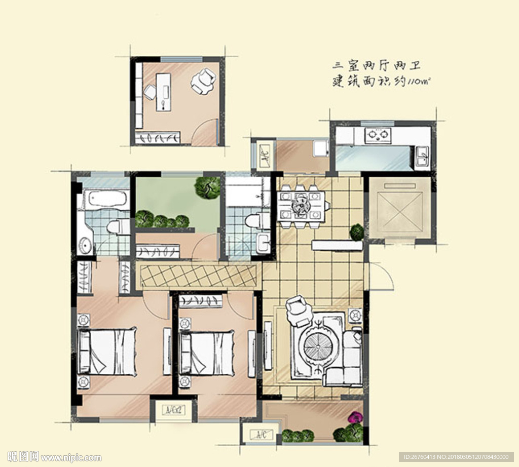 户型图 家配图 手绘