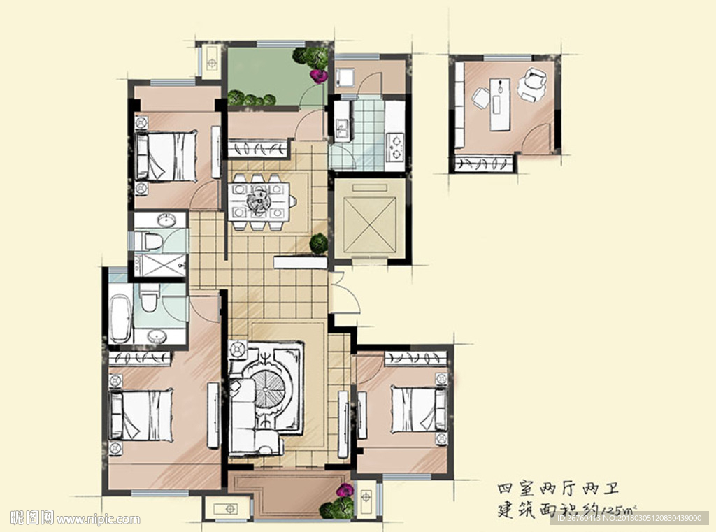 户型图 家配图 手绘