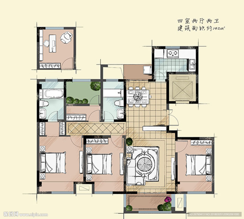 户型图 家配图 手绘