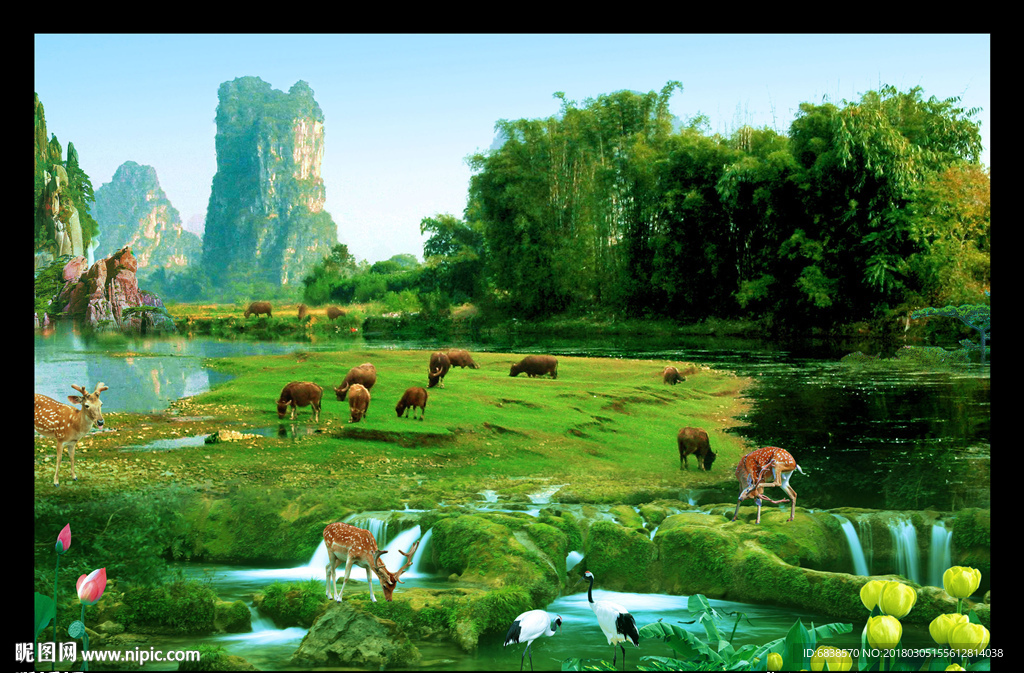 山水壁画