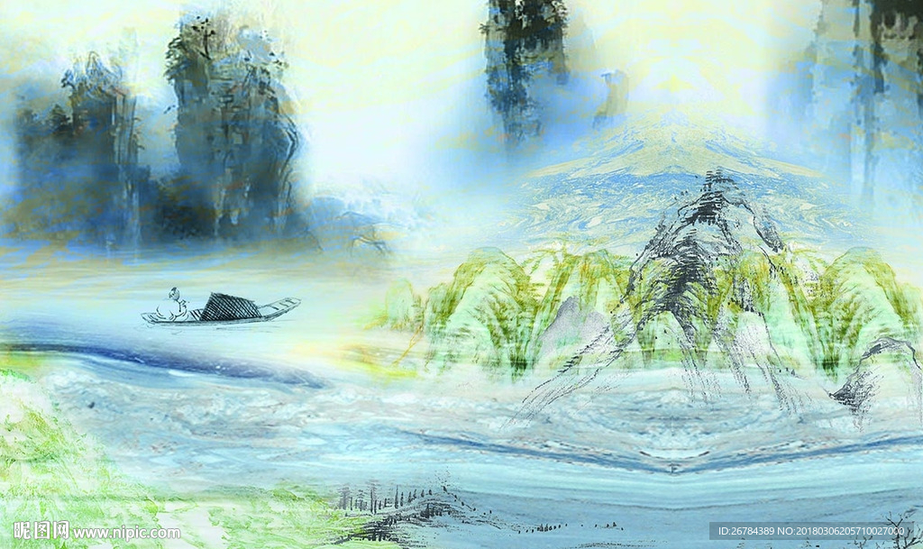 大理石水墨山水