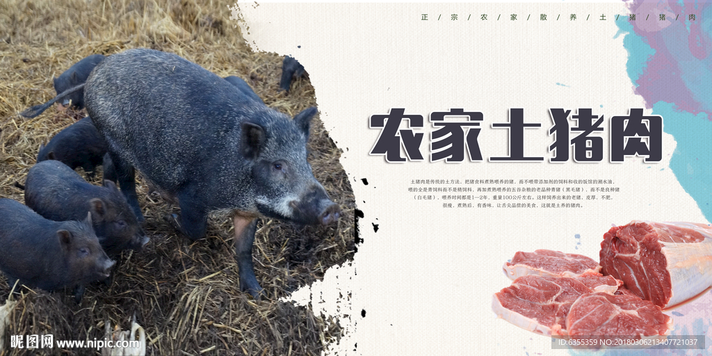 农家土猪肉宣传海报