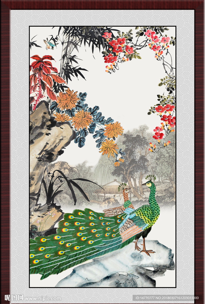 国画孔雀图