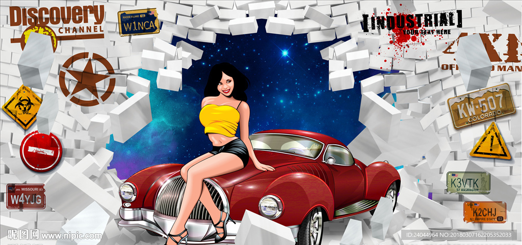 欧美美女3d背景墙