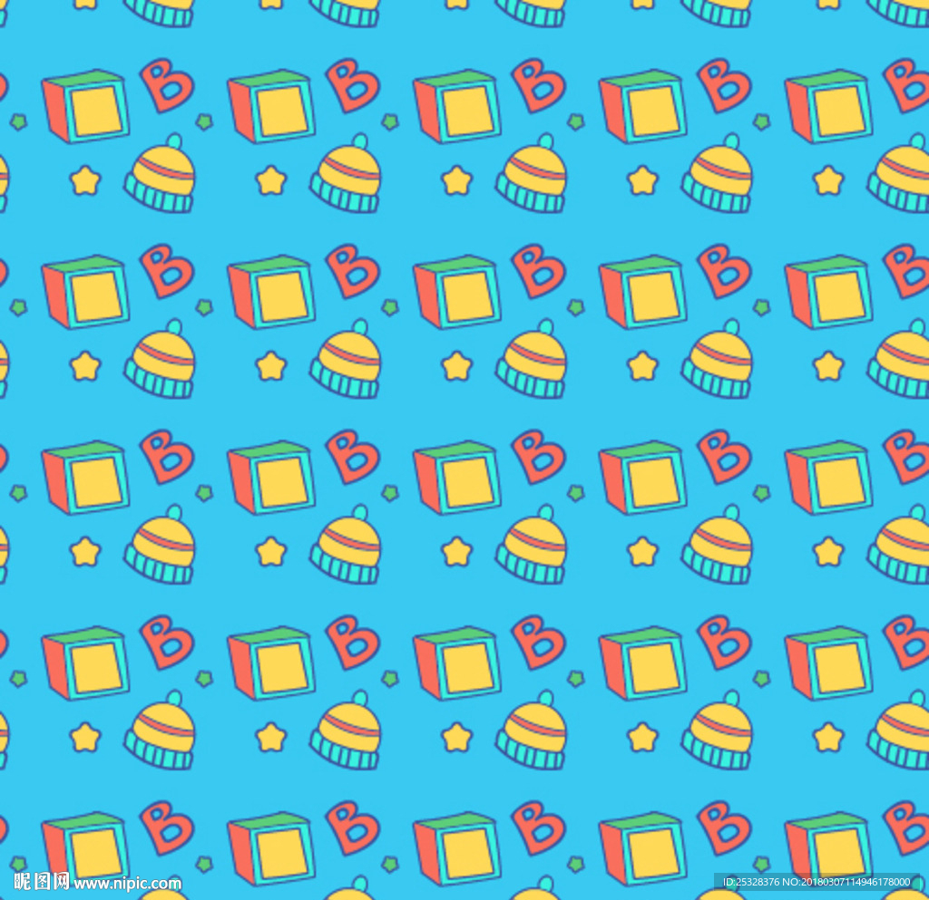 婴儿卡通无缝印花图案