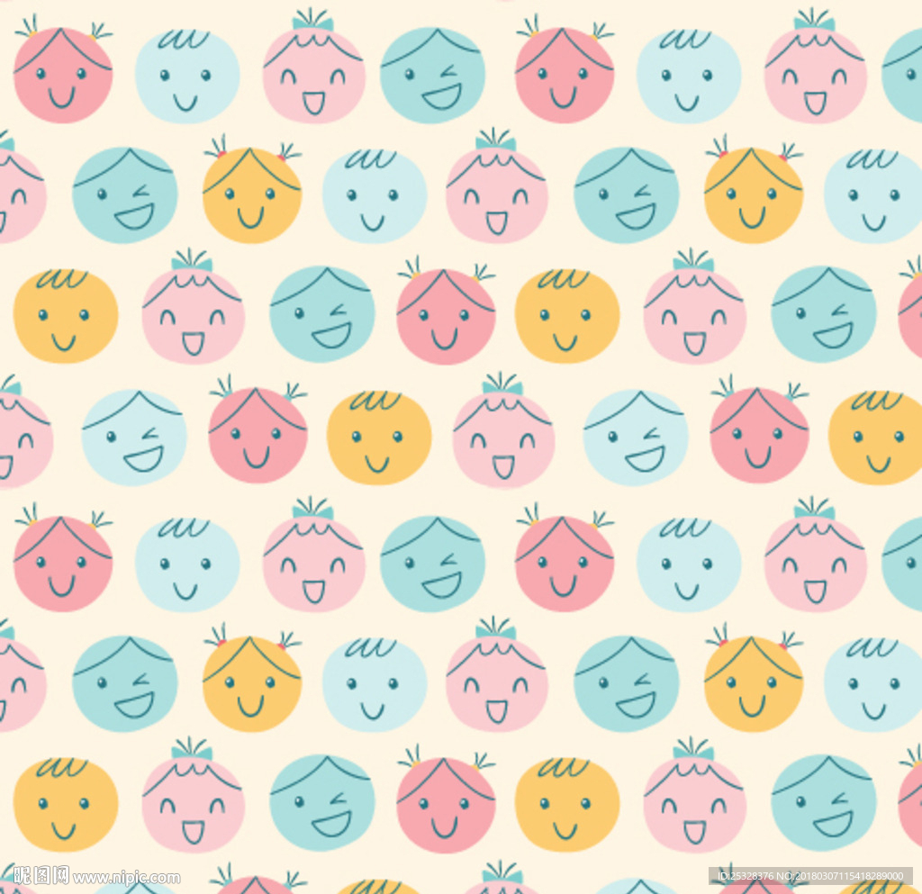 婴儿卡通无缝印花图案