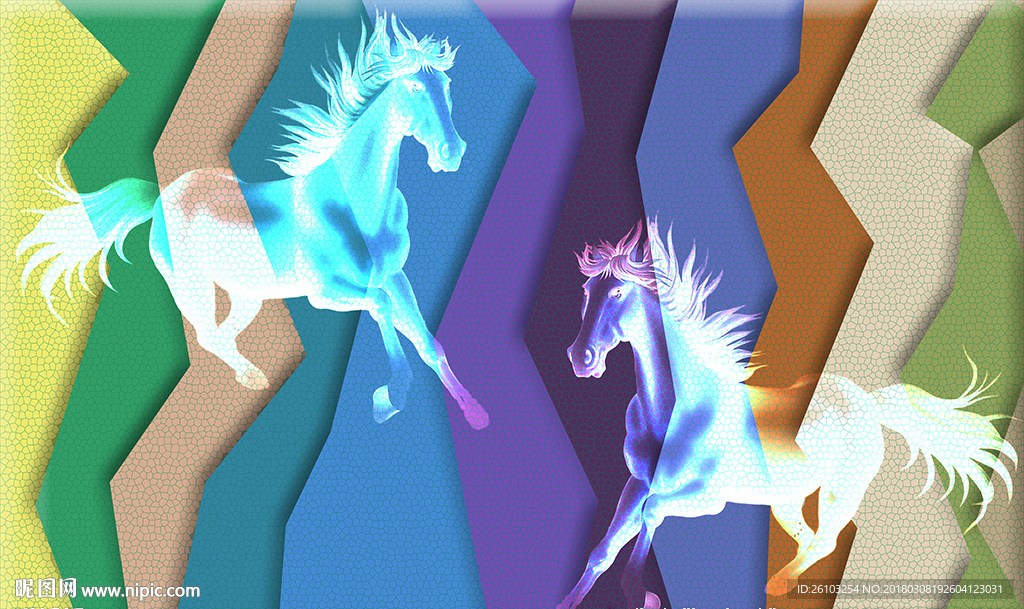 梦幻透明神马砖墙电视背景墙