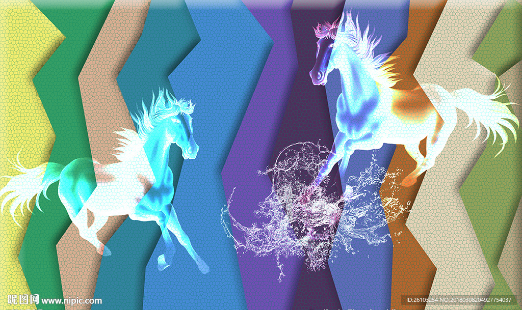 梦幻水纹神马个性砖墙电视背景墙