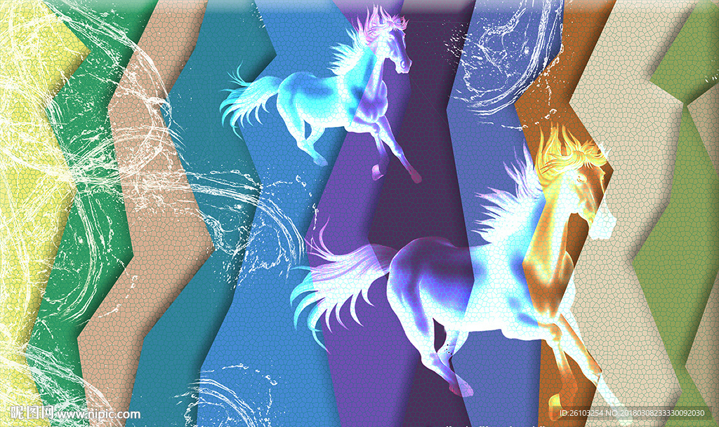 梦幻水纹神马个性砖墙电视背景墙