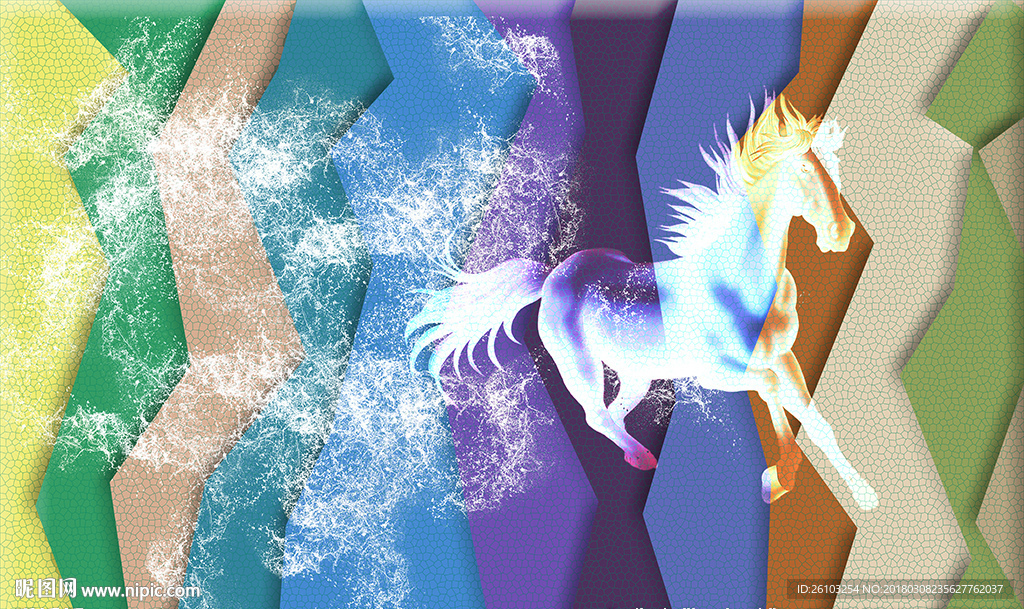 透明水纹神马个性砖墙电视背景墙