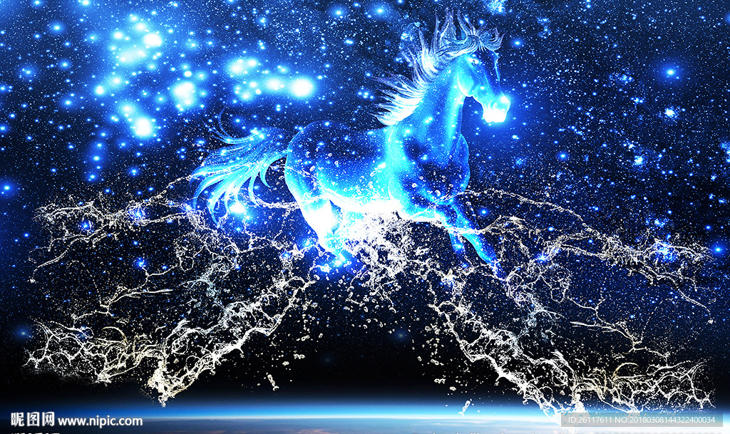 梦幻星光太空神马电视背景墙