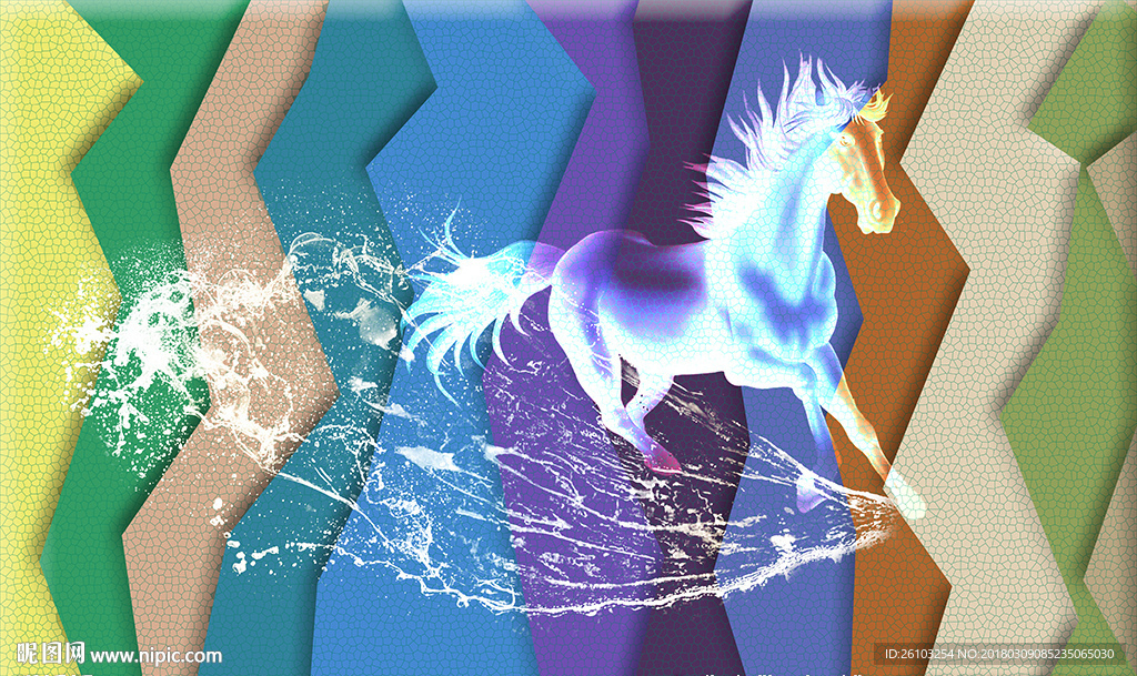 透明水纹神马个性砖墙电视背景墙