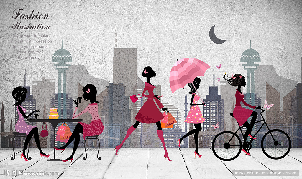 时尚都市女性背景墙