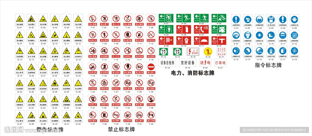 警告、禁止、消防标识矢量文件