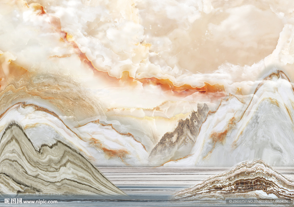 大理石玉石山水画创意电视背景底