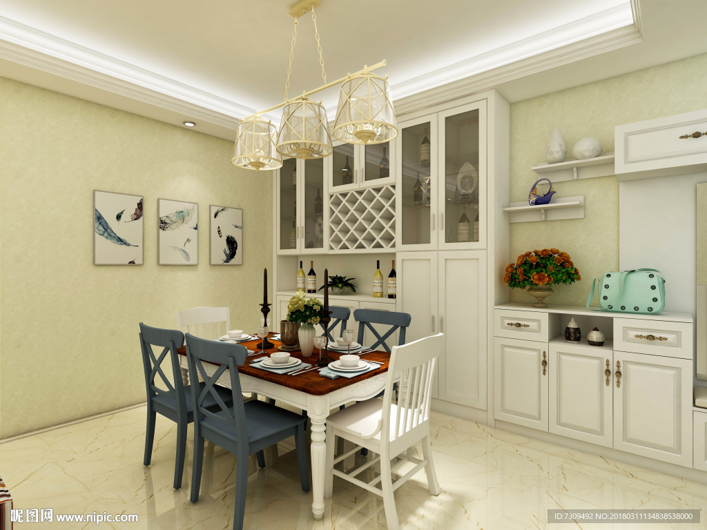 美式田园客餐厅装修效果图