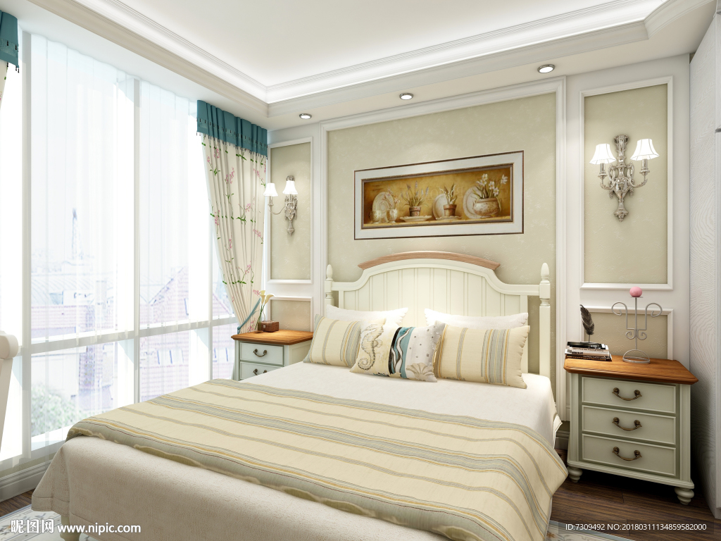 美式田园卧室装修效果图