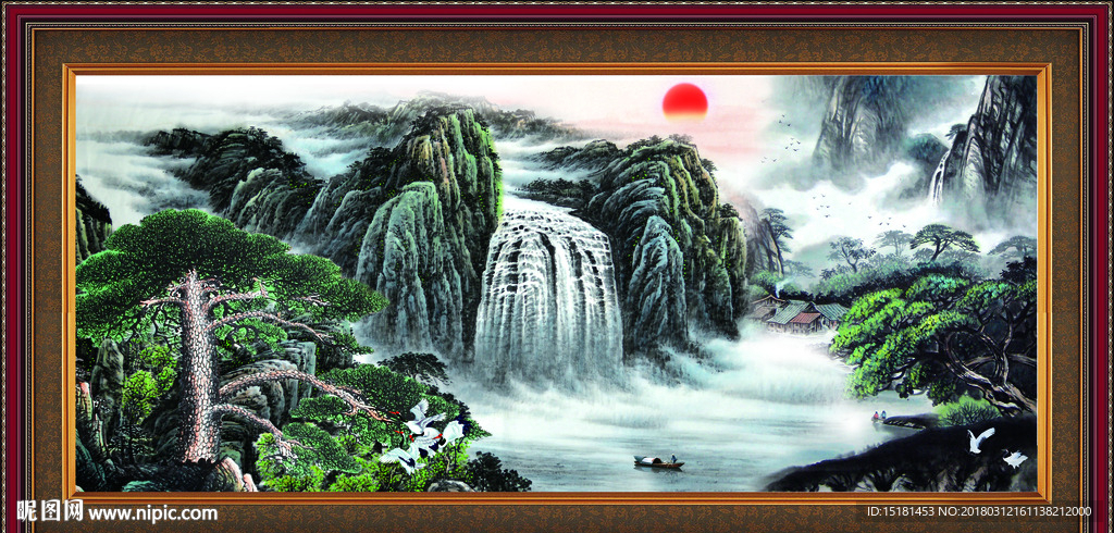 国画迎客松