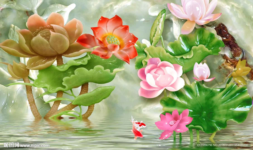 荷花背景墙