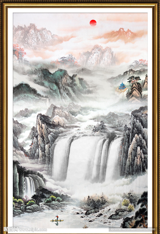 竖幅山水画