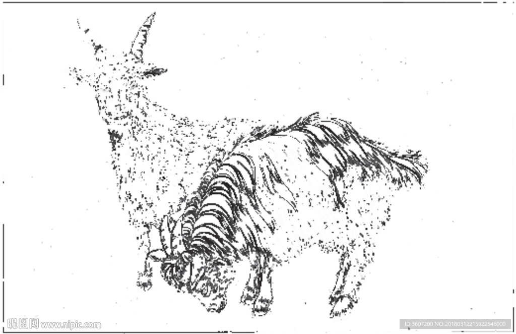 山羊 白描 素描 线描 国画