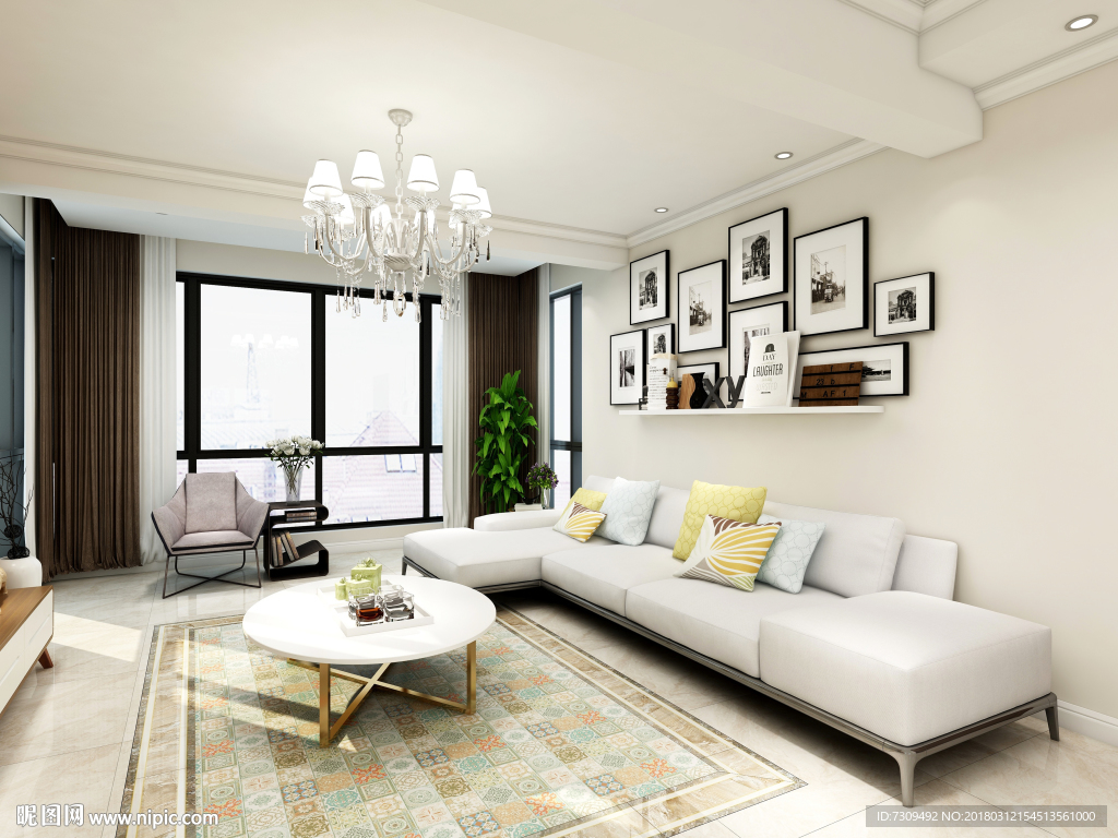 简约欧式客厅装修效果图